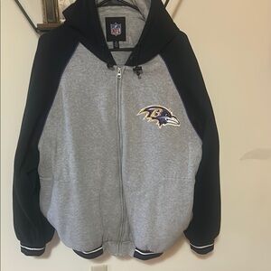 NFL Baltimore Ravens Gray and Black Zip-Up Jacket